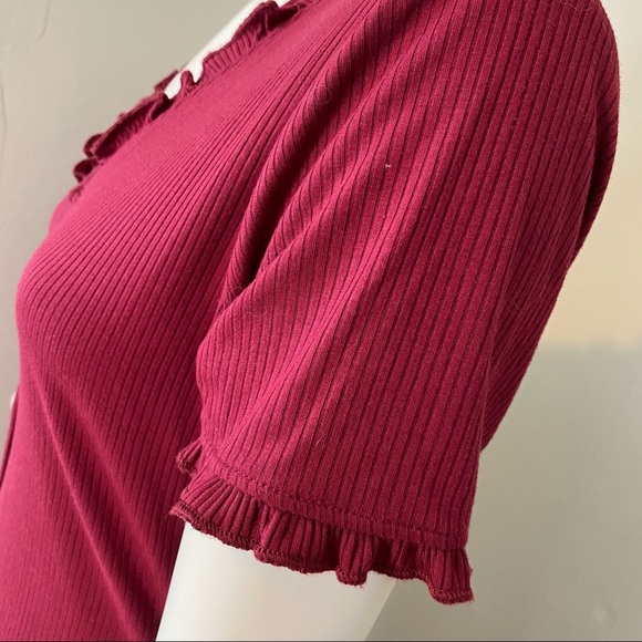 Society & Stitch Red Button Down Ribbed Knit Dress - Picture 4 of 13